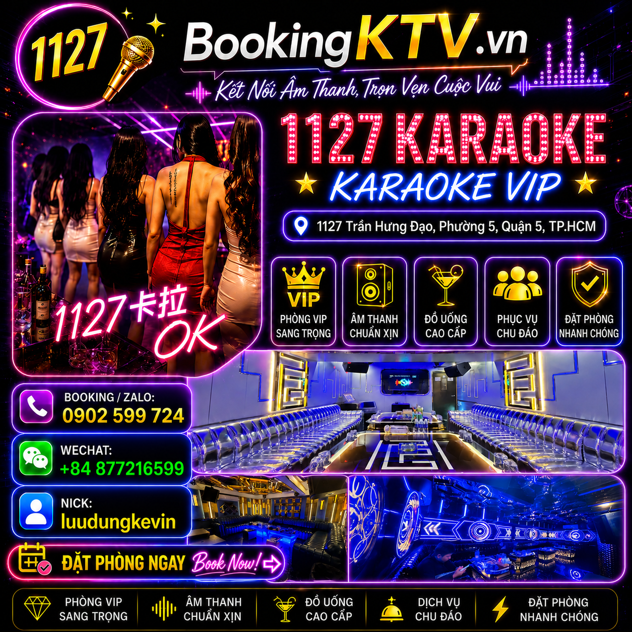 Banner Vuông Booking KTV 1127 Trần Hưng Đạo