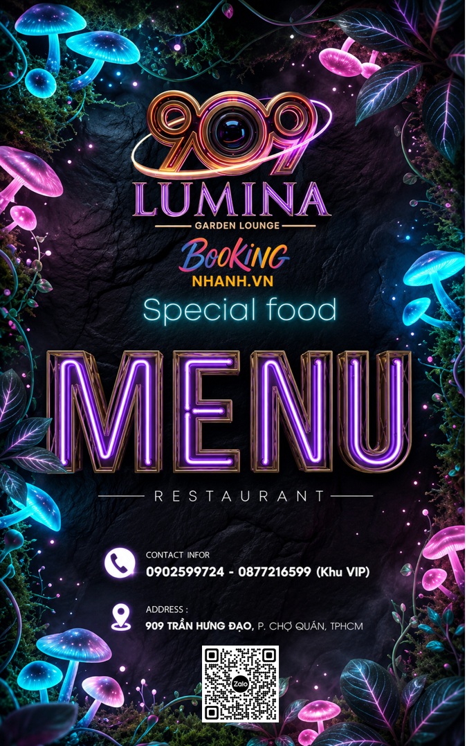 Menu Thực Đơn 909 lumina garden lounge Trần Hưng Đạo (0)