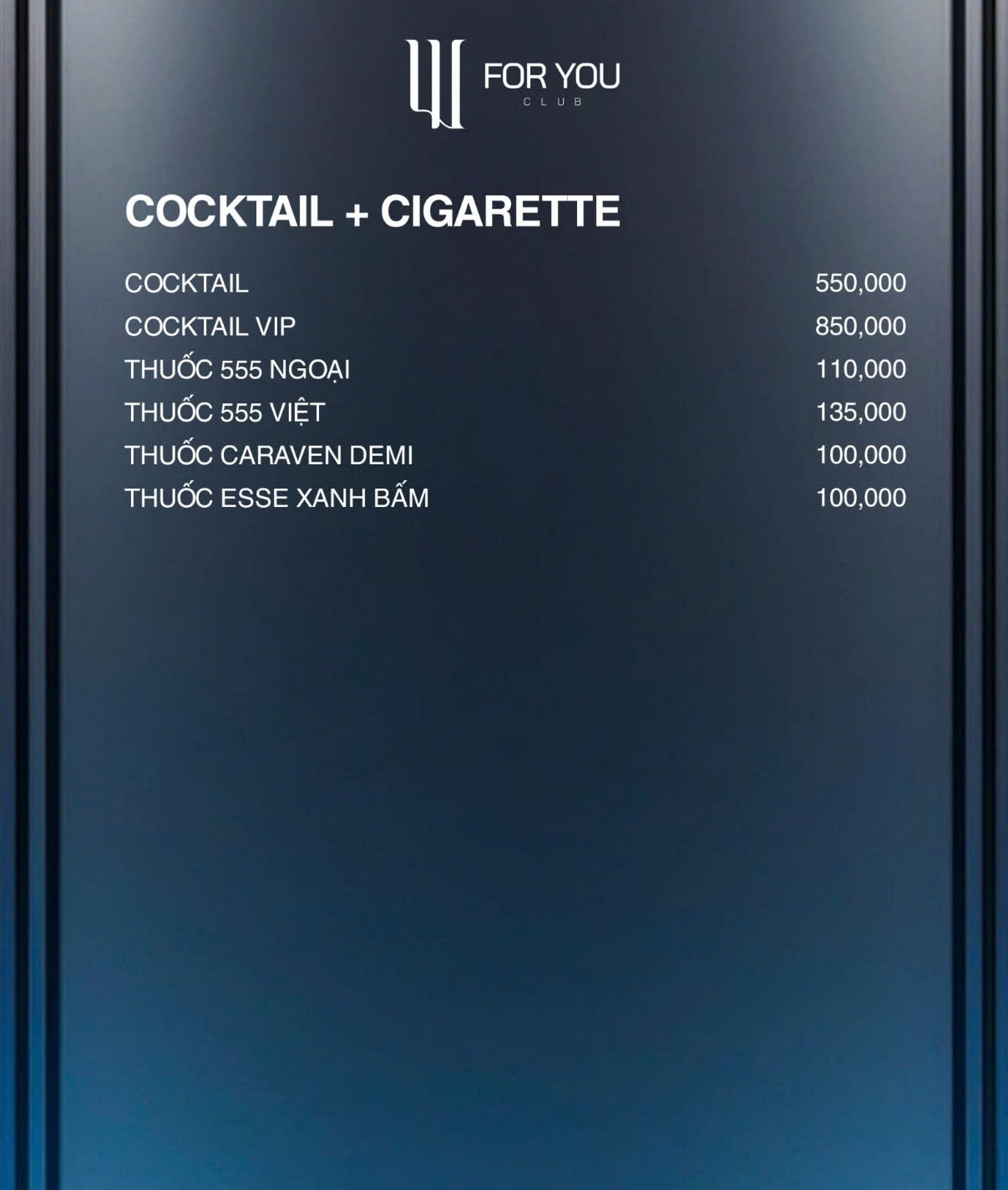 Menu Thực Đơn For You Club Đà Nẵng (17)