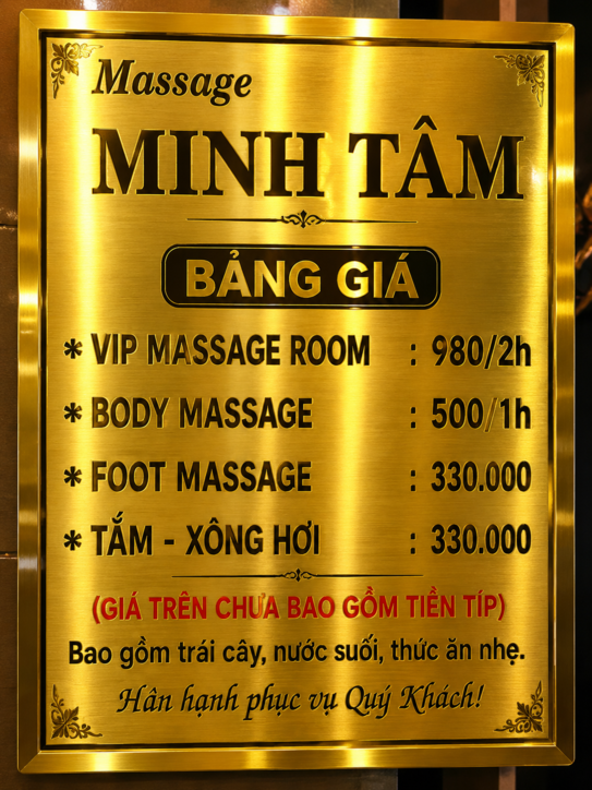Bảng Giá Massage Minh Tâm Lý Thường Kiệt