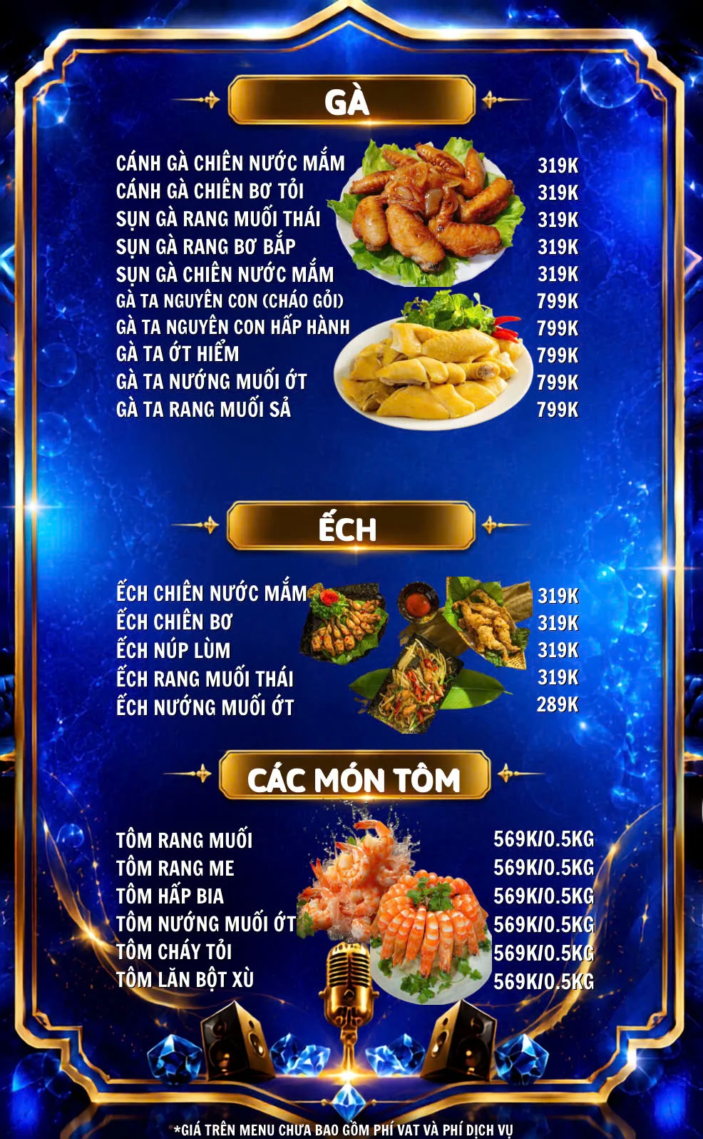 Menu và đồ uống tham khảo tại For You 4 KTV
