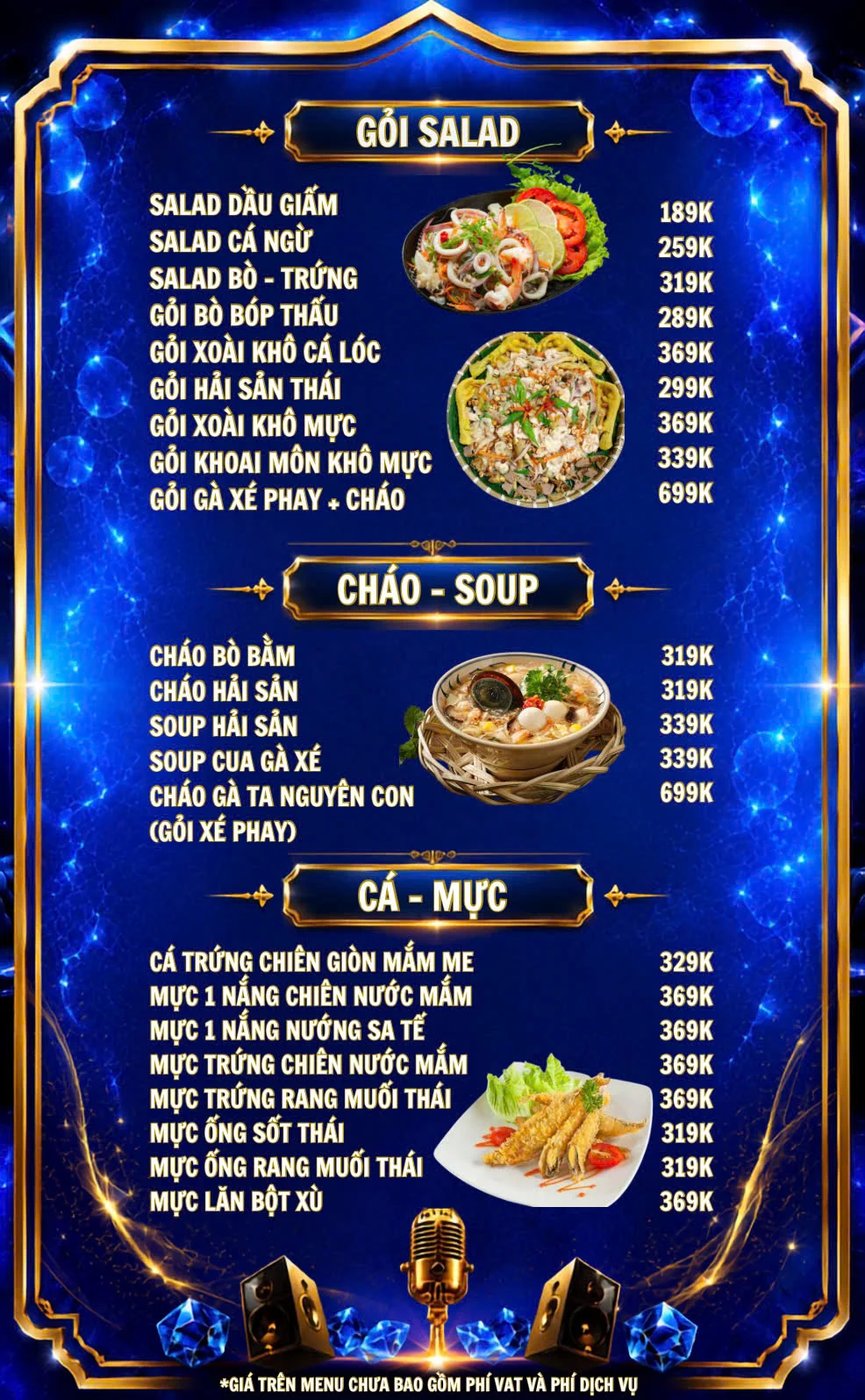 Menu và đồ uống tham khảo tại For You 4 KTV