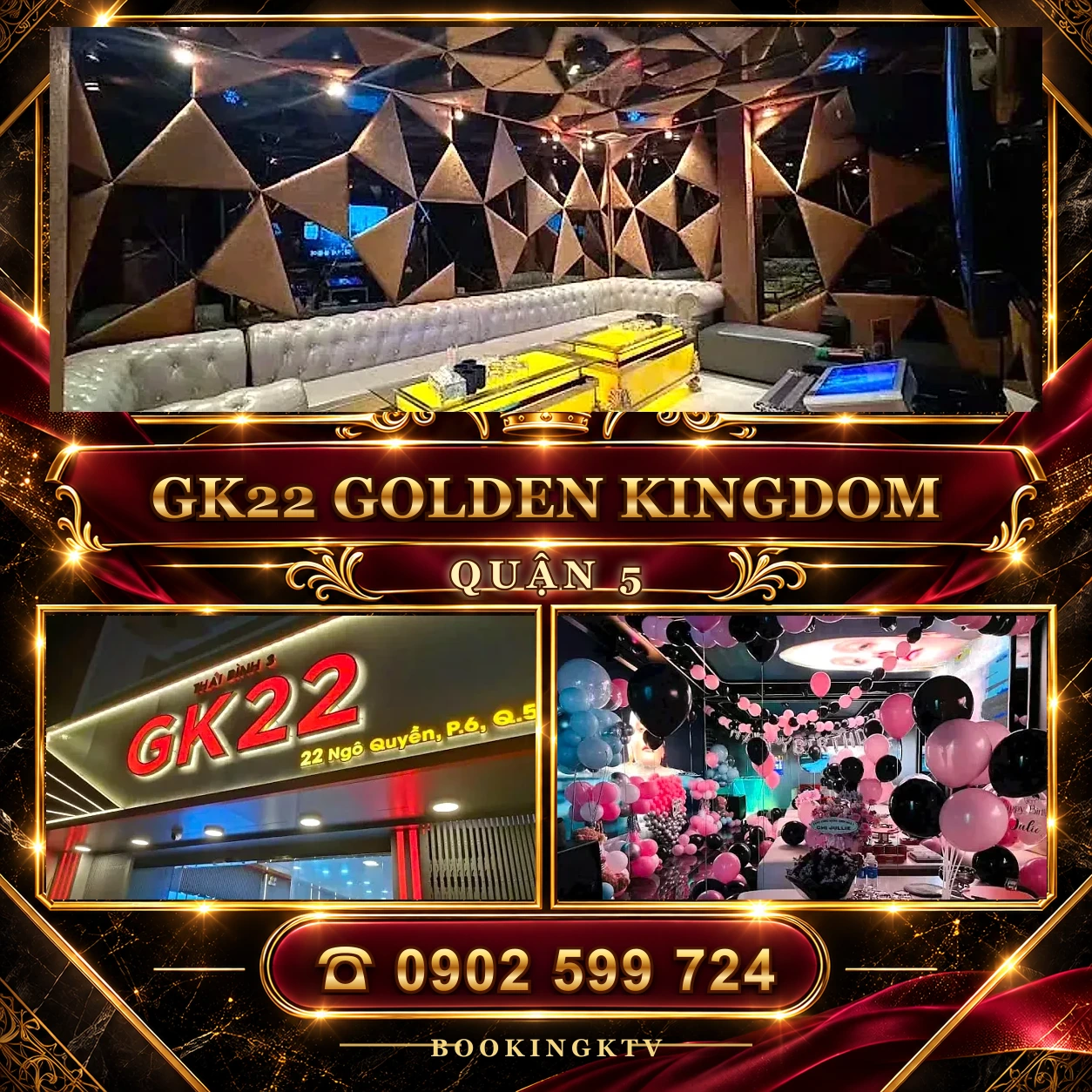 GK22 KTV Golden Kingdom Quận 5 – mặt tiền và phòng hát