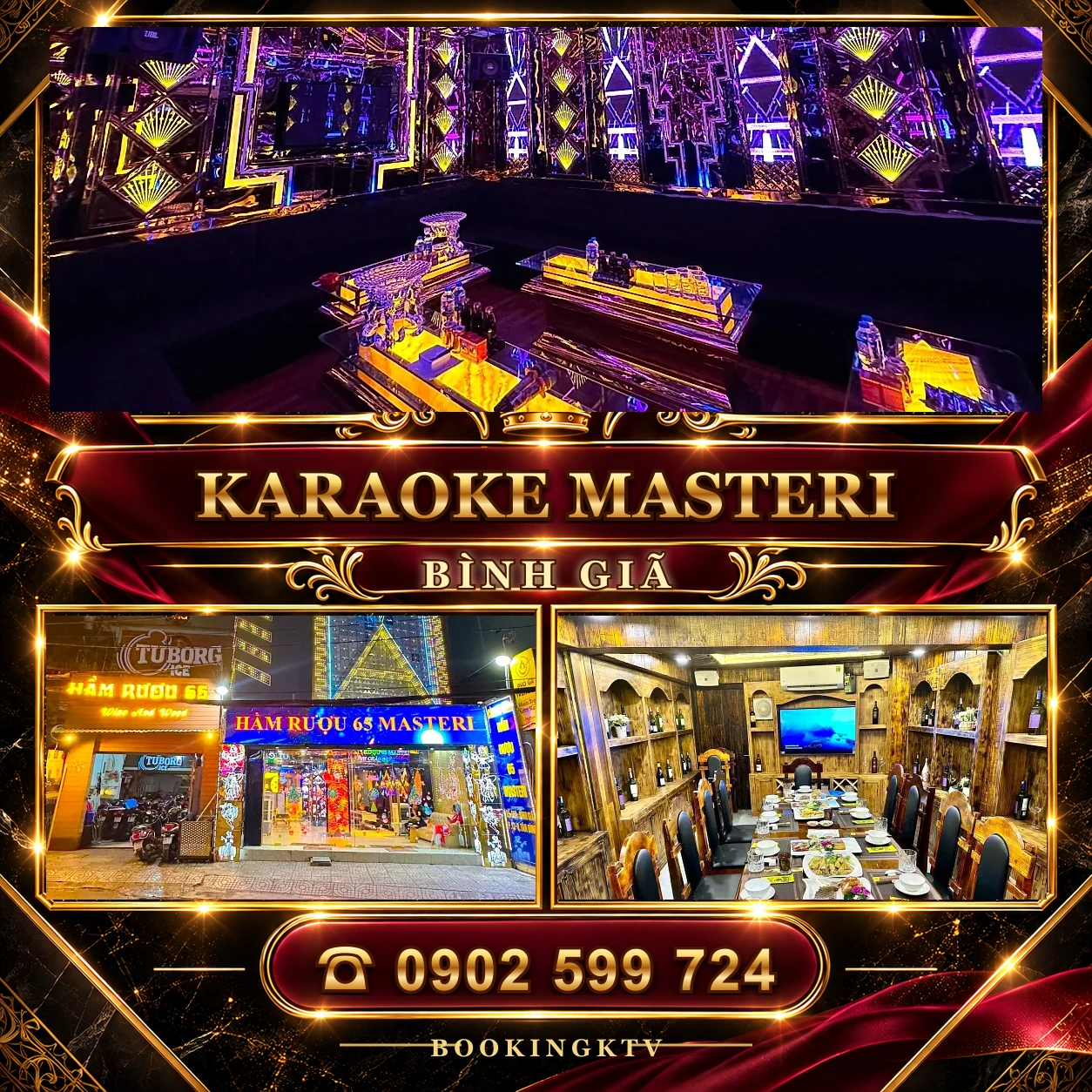Hầm Rượu Karaoke Masteri 65 Bình Giã – bàn tiệc và phòng karaoke VIP