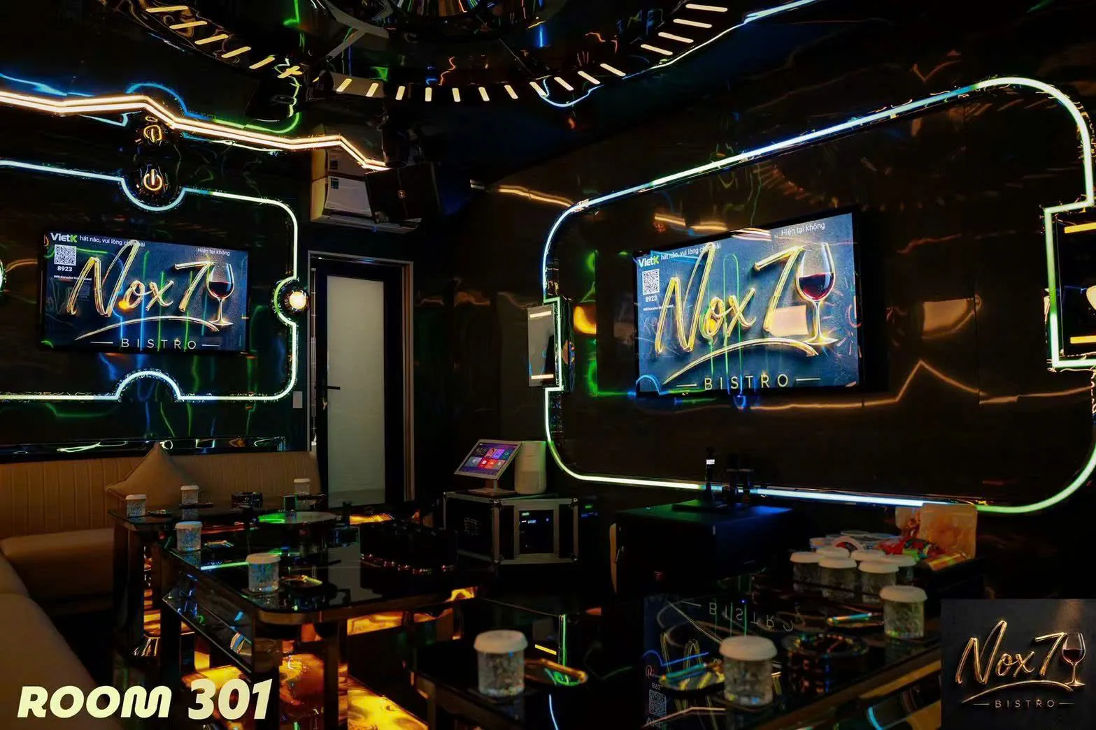 Phòng karaoke NOX7 Bistro KTV thiết kế ánh sáng hiện đại góc 12