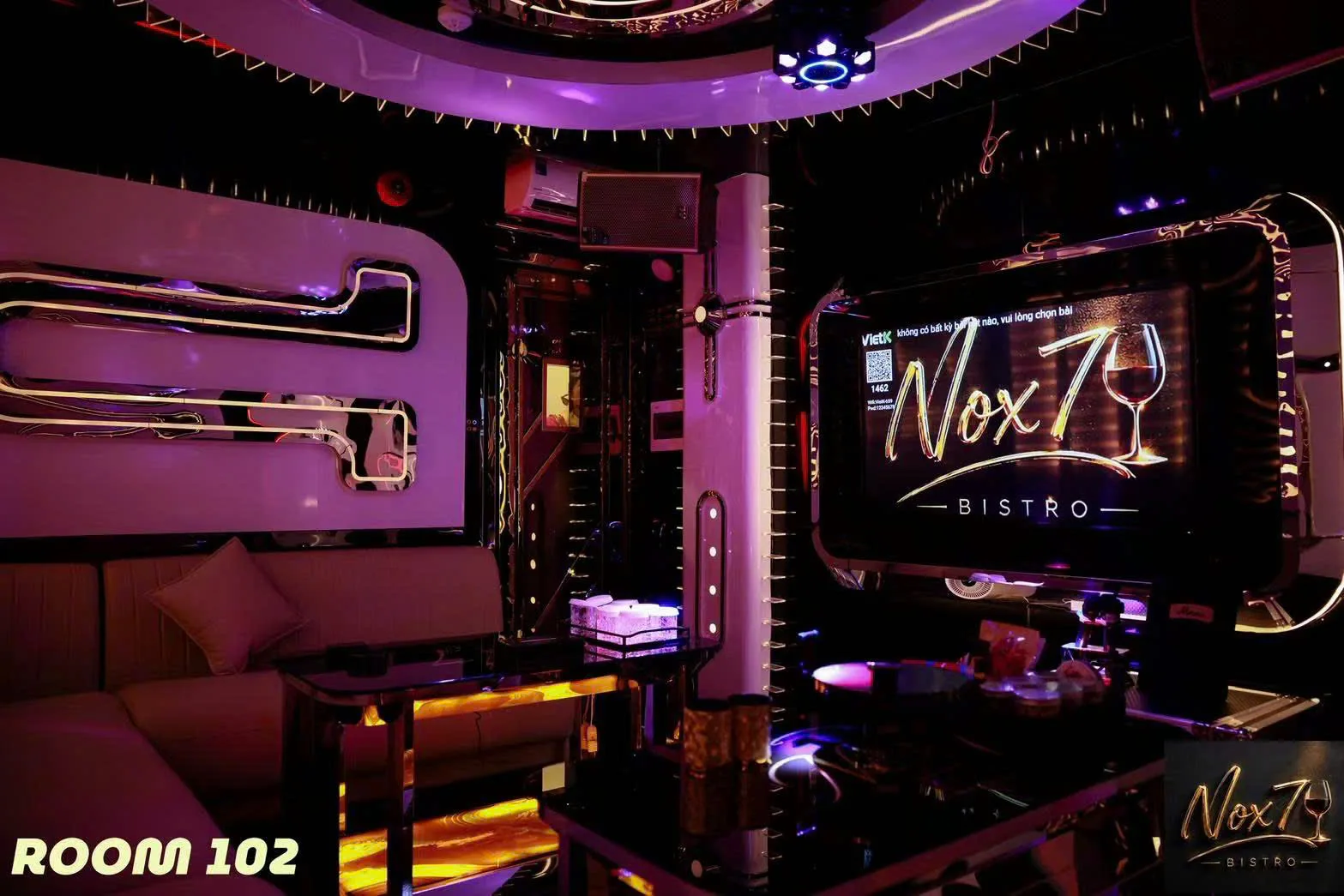 Phòng karaoke NOX7 Bistro KTV thiết kế ánh sáng hiện đại góc 22