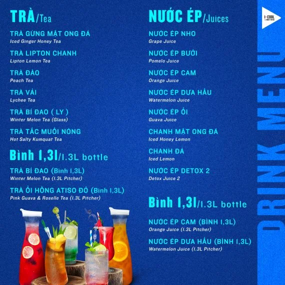 Menu trà và nước ép, bình 1,3 lít tại ICOOL