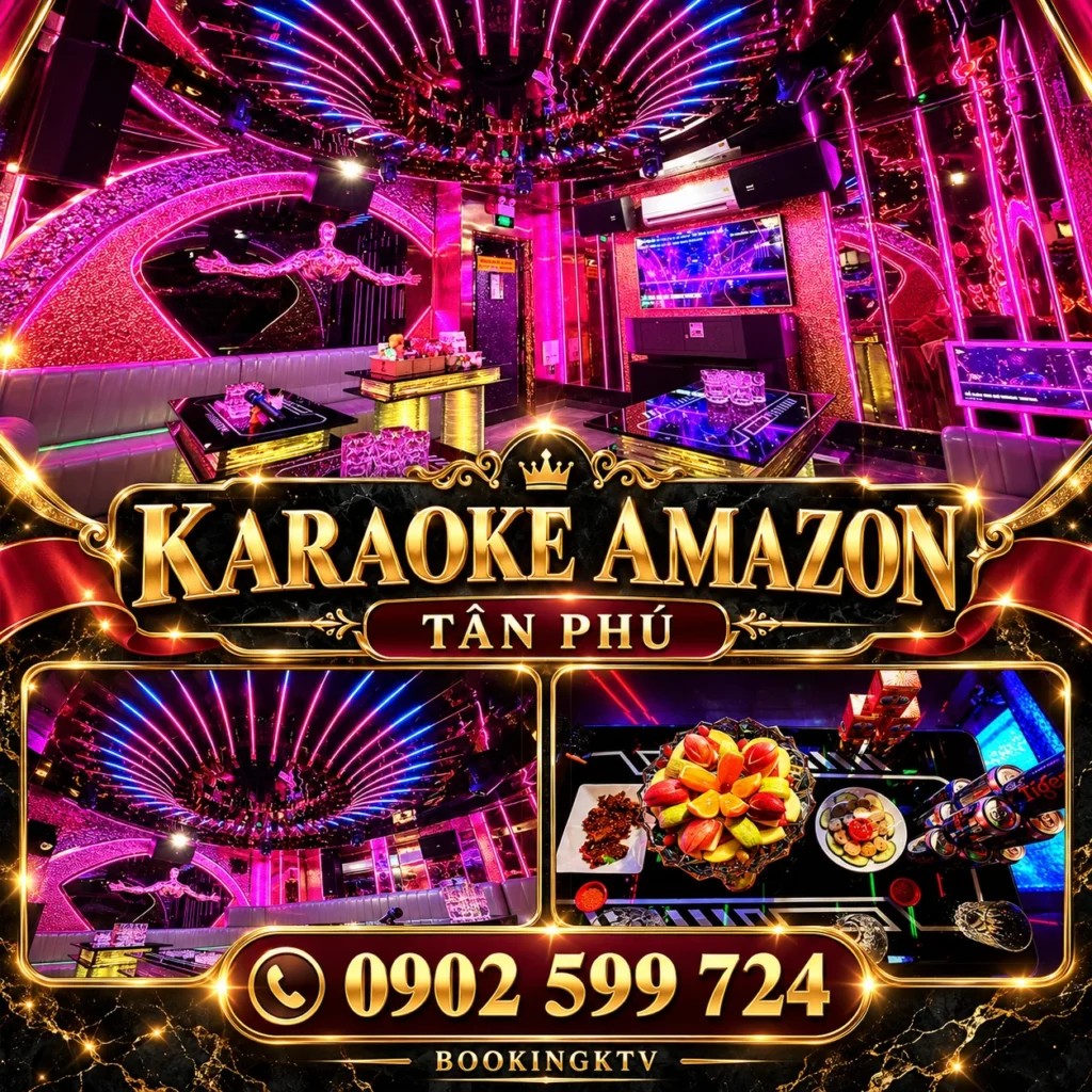 Thumbnail Karaoke AMAZON với phòng neon và bàn tiệc tại Tân Phú