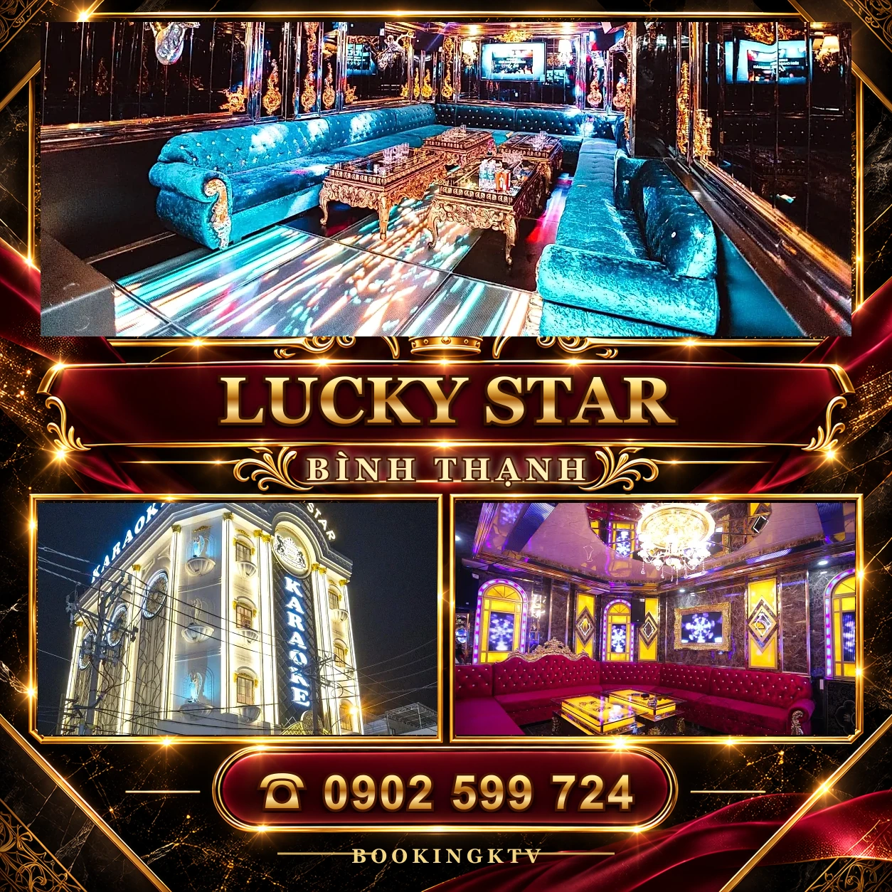 Karaoke Lucky Star Bình Thạnh – mặt tiền và phòng VIP