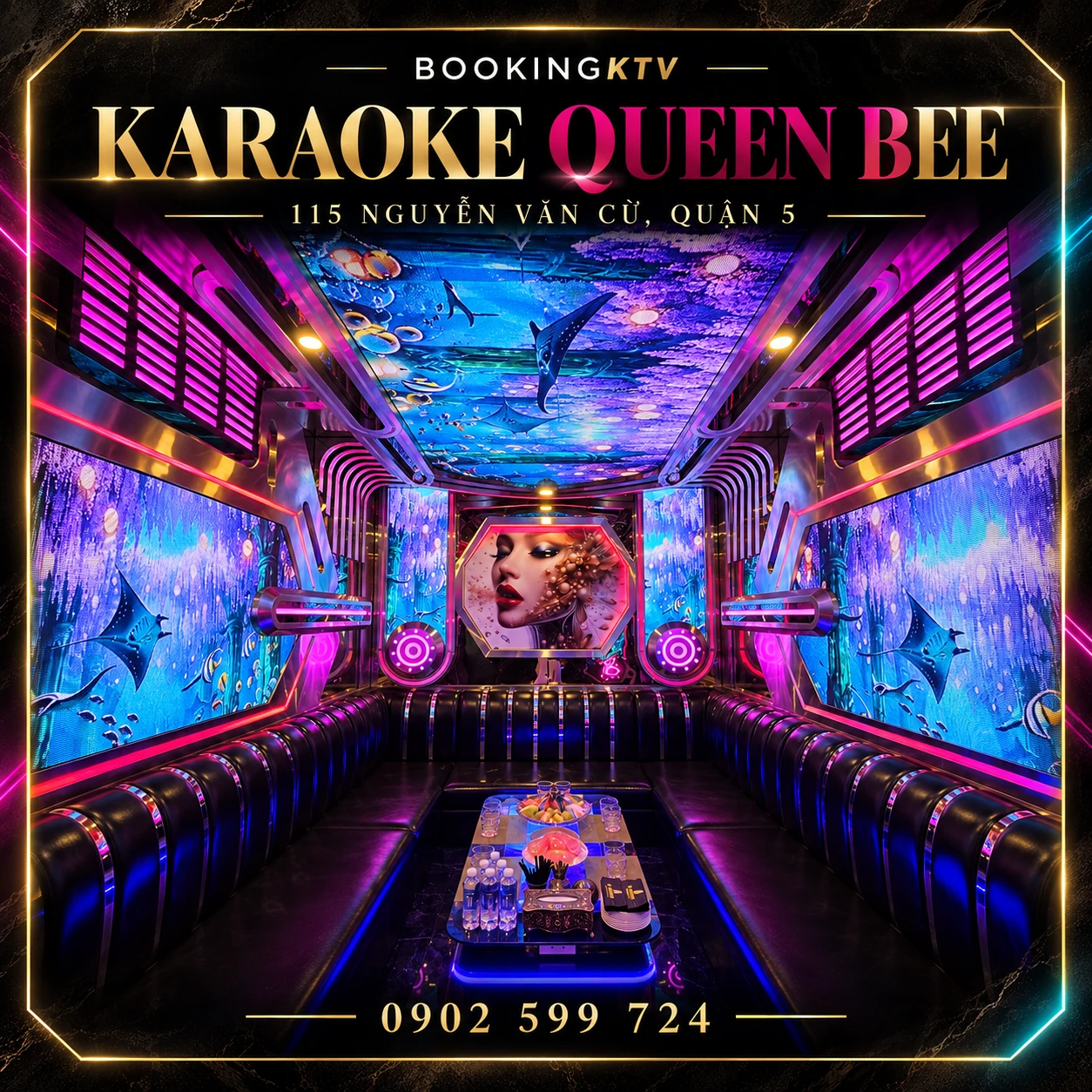 Không gian phòng hát Karaoke Queen Bee - góc 1