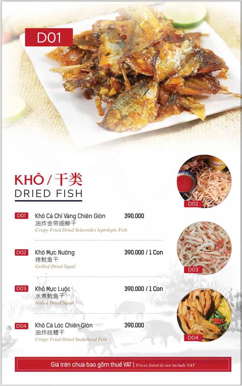 Menu và đồ uống tham khảo tại Karaoke KTV 127