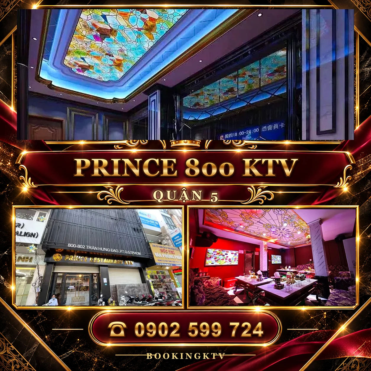 Prince Karaoke 800 KTV – mặt tiền và phòng VIP Quận 5
