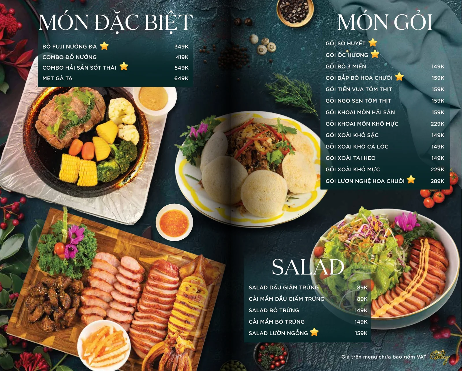 Menu món đặc biệt, gỏi, salad