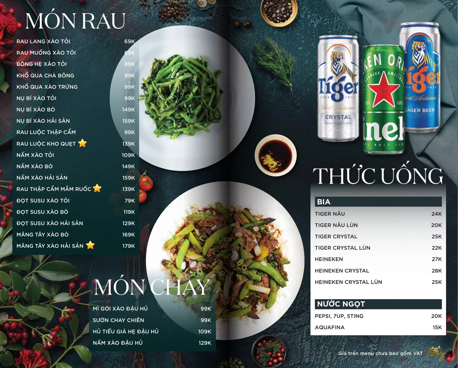 Menu rau, món chay, thức uống
