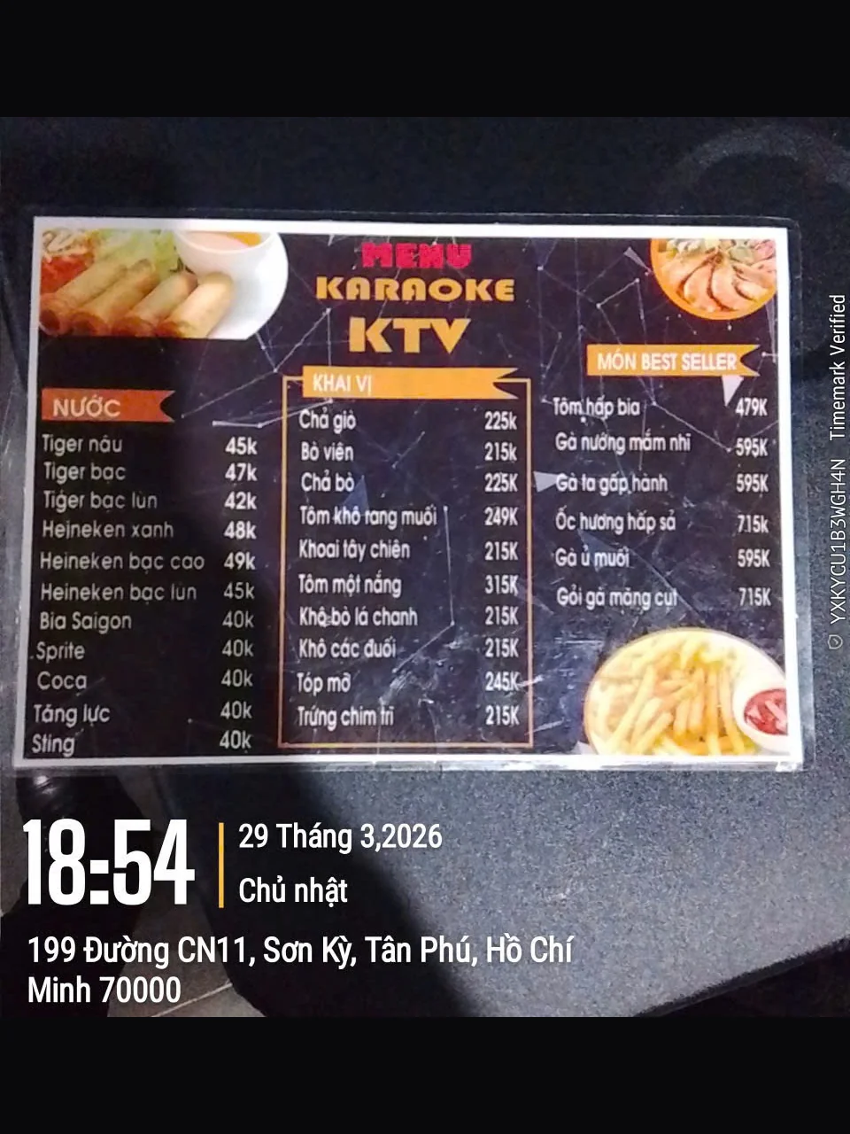 Menu bia, nước ngọt và món khai vị